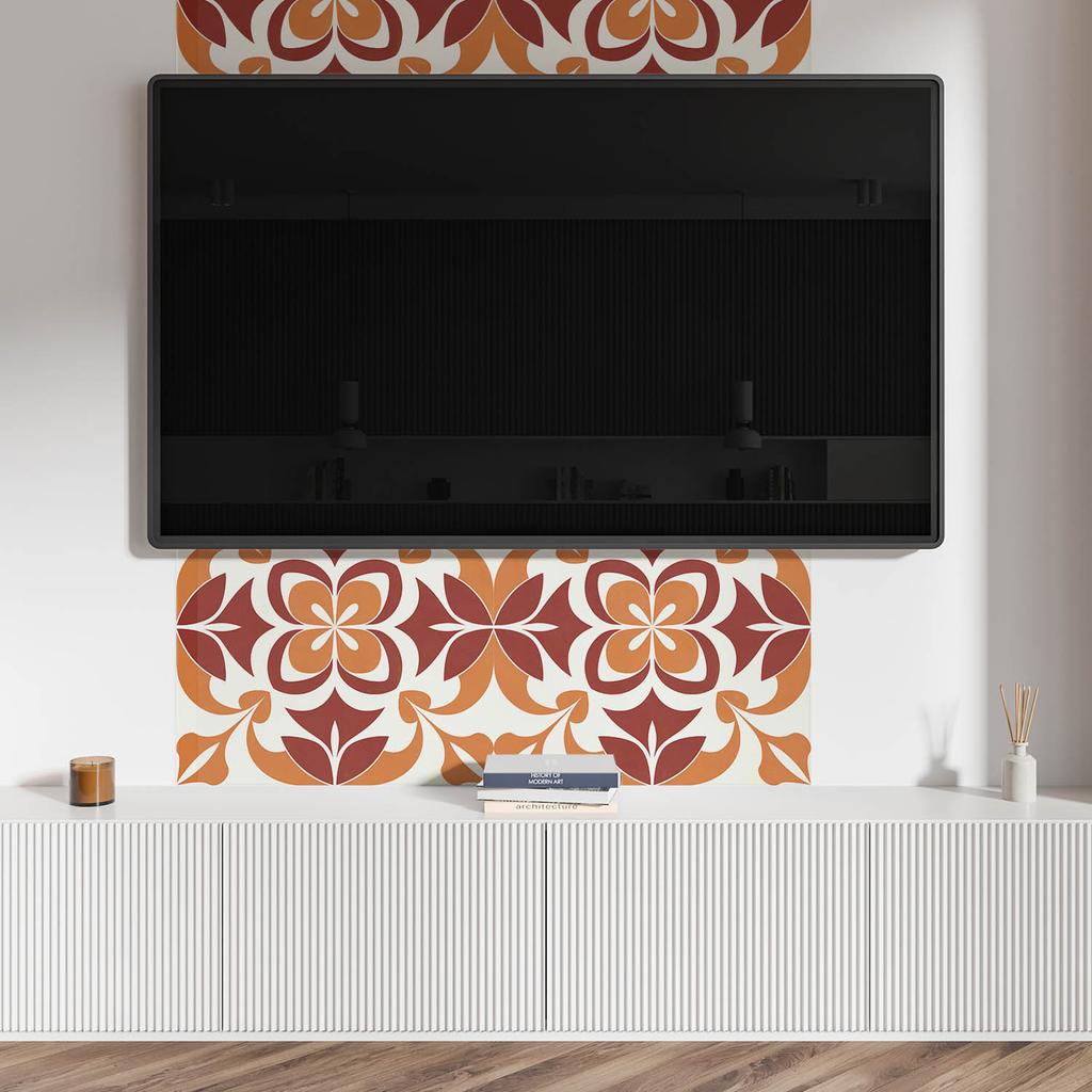 Dekoracyjny Panel Ścienny Samoprzylepny Winyl 120X60 Cm Kwiatowy Wzór Z Liśćmi
