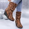 Женские зимние сапоги на танкетке с леопардовым принтом, замшевые туфли на среднем каблуке, дизайнерские ботинки челси 2024 года, тренд зимы, новинка, готические ботинки для женщин
