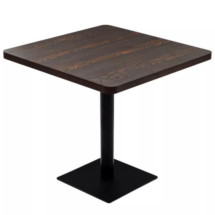 VidaXL Table de bistro MDF et acier Carré 80 x 80 x 75 cm Frêne foncé