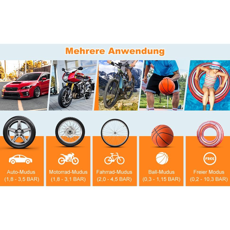 Электрический портативный воздушный насос с аккумулятором-велосипедный насос, шинный насос I50PSI, 4000 мАч, компрессор для мотоциклов, велосипедов, автомобилей, шариков