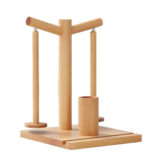 Деревянный держатель для пряжи Магнитный вращающийся диспенсер для пряжи с 2 шпулями Держатель для пряжи с подставкой для телефона для вязания спицами и крючком