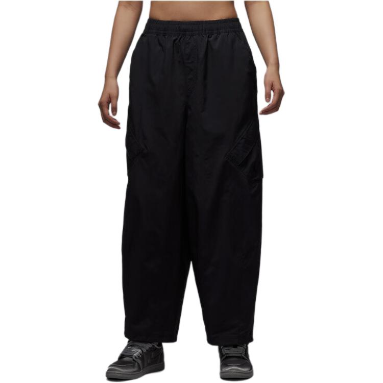 Jordan SS25 Логотип бренда Удобные Однотонные Универсальные Спортивные Длинные Брюки Женский низ Черный HM6145-010