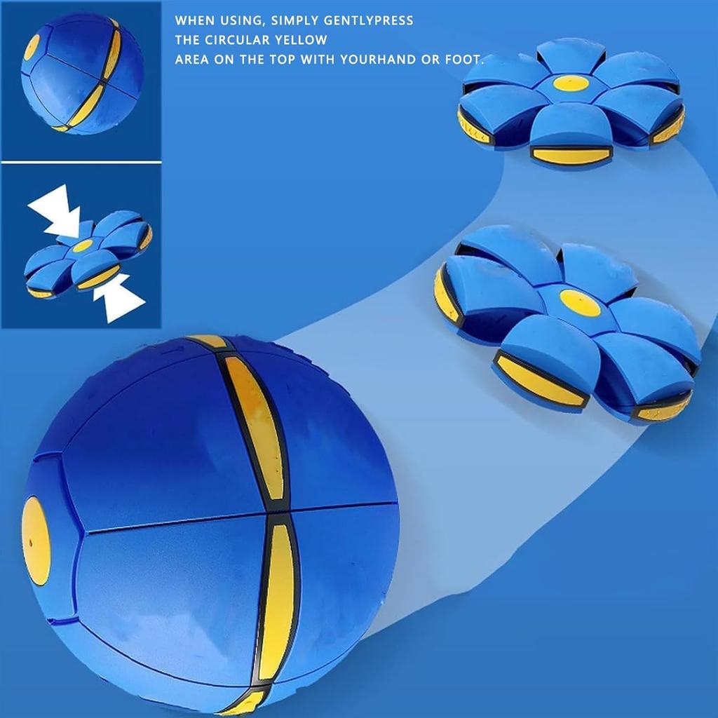 2-in-1 Magic Ball Toy - Transforming LED Bouncing Ball & Flying Saucer with 6 Colorful Lights - Glowing Boomerang Sphere for Outdoor Family Fun and