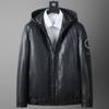 Spring and Autumn New Genuine Leather Jacket Men's Short Hooded Fashionable Oil Waxed Cowhide Casual Motorcycle Jacket