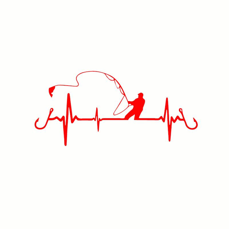 Наклейка на автомобиль 3D Heartbeat Fishing Car Styling забавная декоративная наклейка забавная наклейка мотоцикл автомобильный стиль 16.7CM*7.7CM