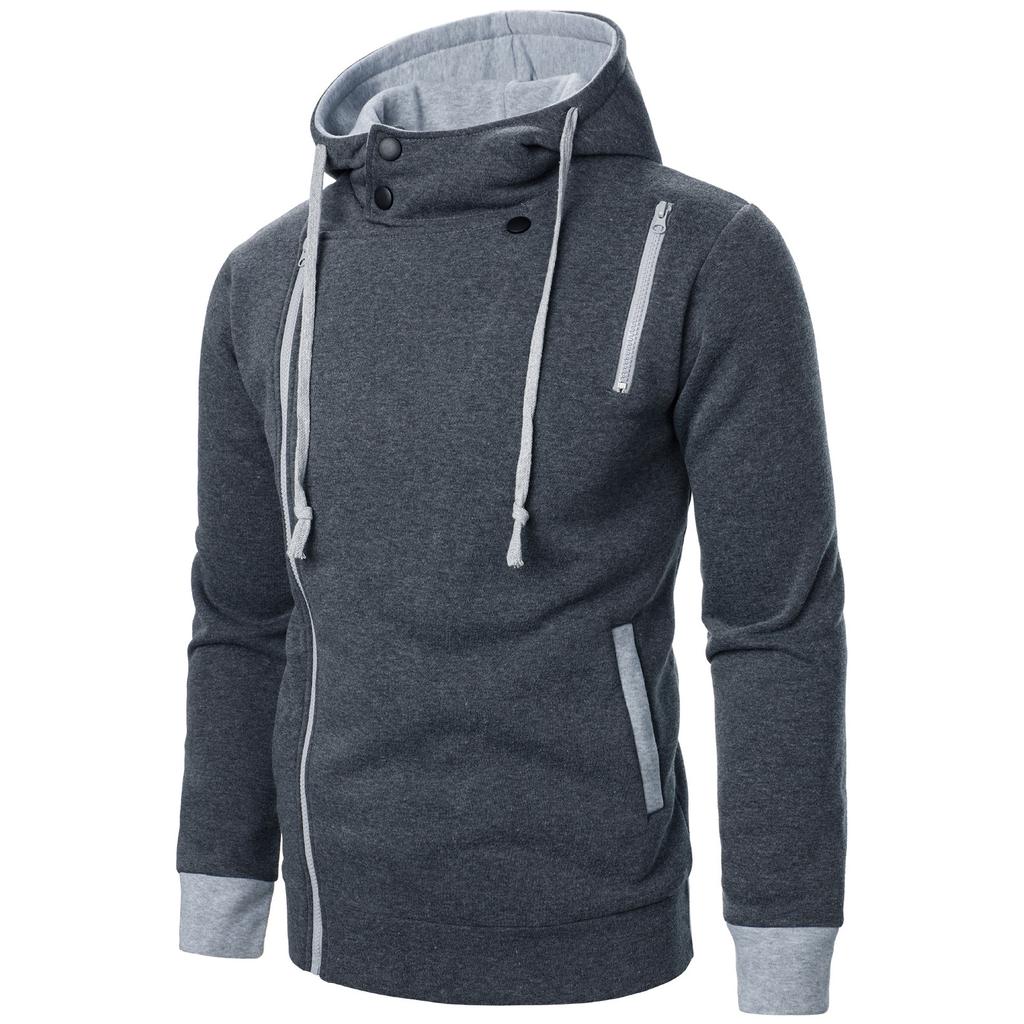Men‘s Zipper Pullover Long Sleeve Hooded Sweatshirt Tops Blouse