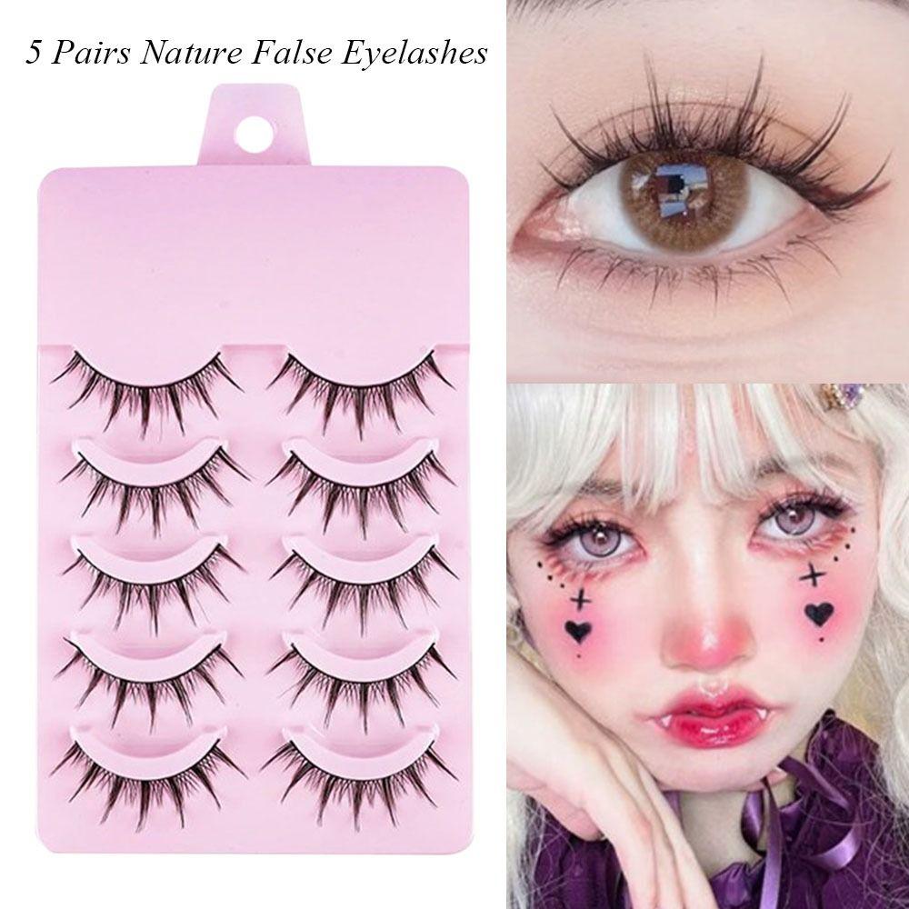 5 пар натуральных ресниц «рыбий хвост» в стиле манга, черные ресницы в стиле аниме, высококачественные накладные ресницы