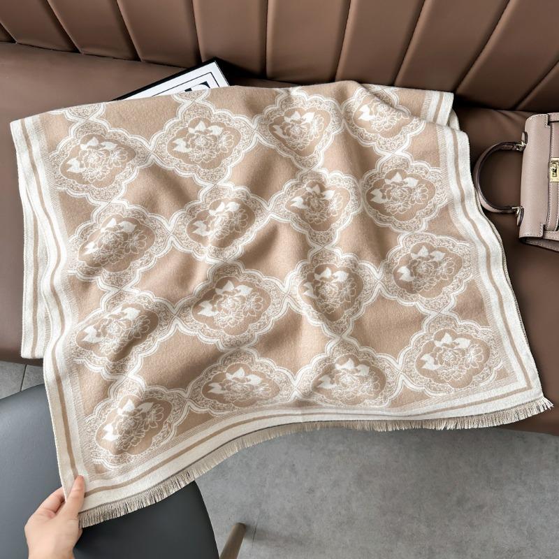 Landscape painting imitation cashmere scarf women's high-end office air-conditioned room thickened warm long trendy scarf