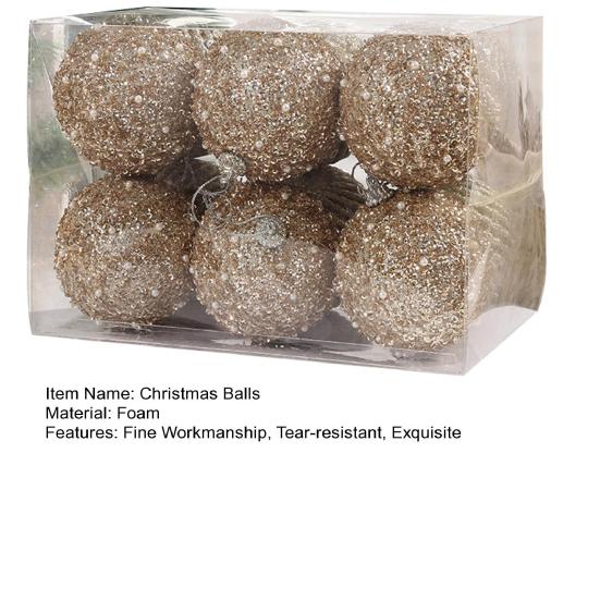 6 шт. 8 см Рождественский шар Искусственный жемчуг Блестящий Праздничный Круглая форма Декоративный Яркий цвет Рождественский шар с веревкой для фестиваля