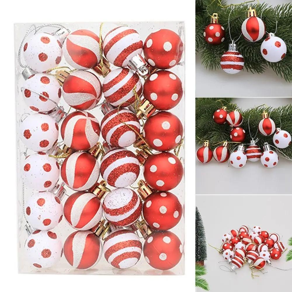 24pcs Mini Painted Christmas Ball 3cm Merry Christmas Tree Decor Home Xmas Decor