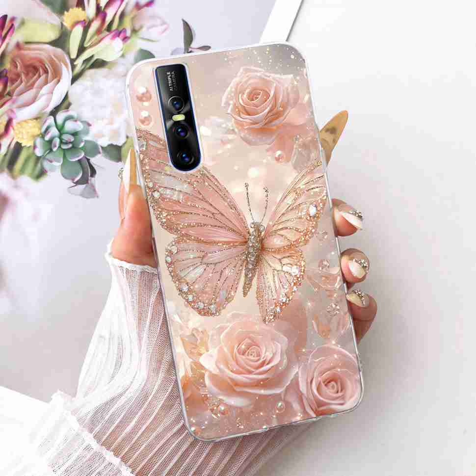 For Vivo V15 Pro Casing Soft Silicone Colorful Butterfly Cover For Vivo V 15 V15 VivoV15 Pro Fundas Capa Full Protective Case