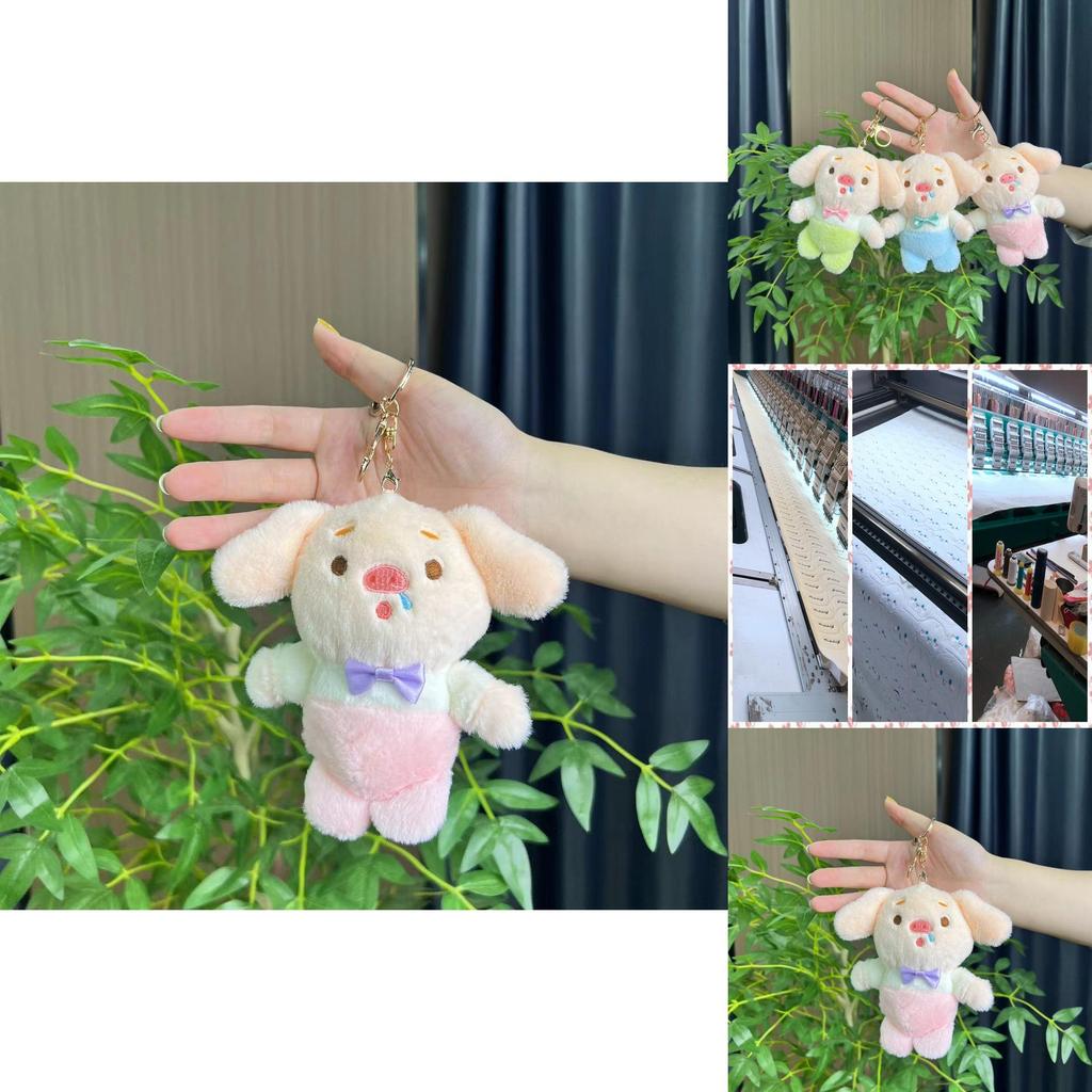 Adorable Piglet Plush Keychain With Soft Short Plush And Cute Cartoon Design In Green Blue Pink