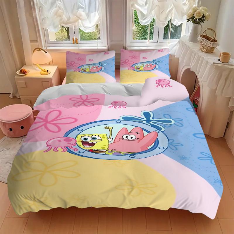 3Pcs Spongebob Patrick Adventure Bedding Sets For All Sizes New 3D Printed Bed Cover Comforter Duvet Cover Pillowcase Bedroom Decoration