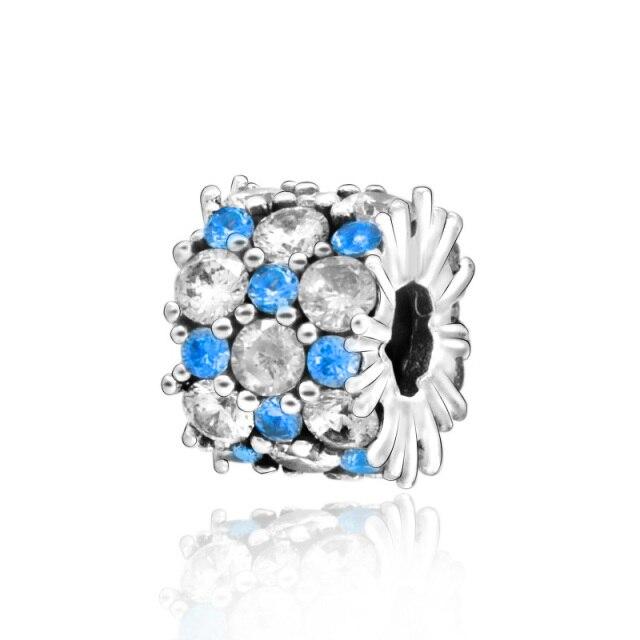 925 Sterling Silver Colorful Beads Transparent Shiny Row Clip Charm Fit Women Bracelet DIY Jewelry