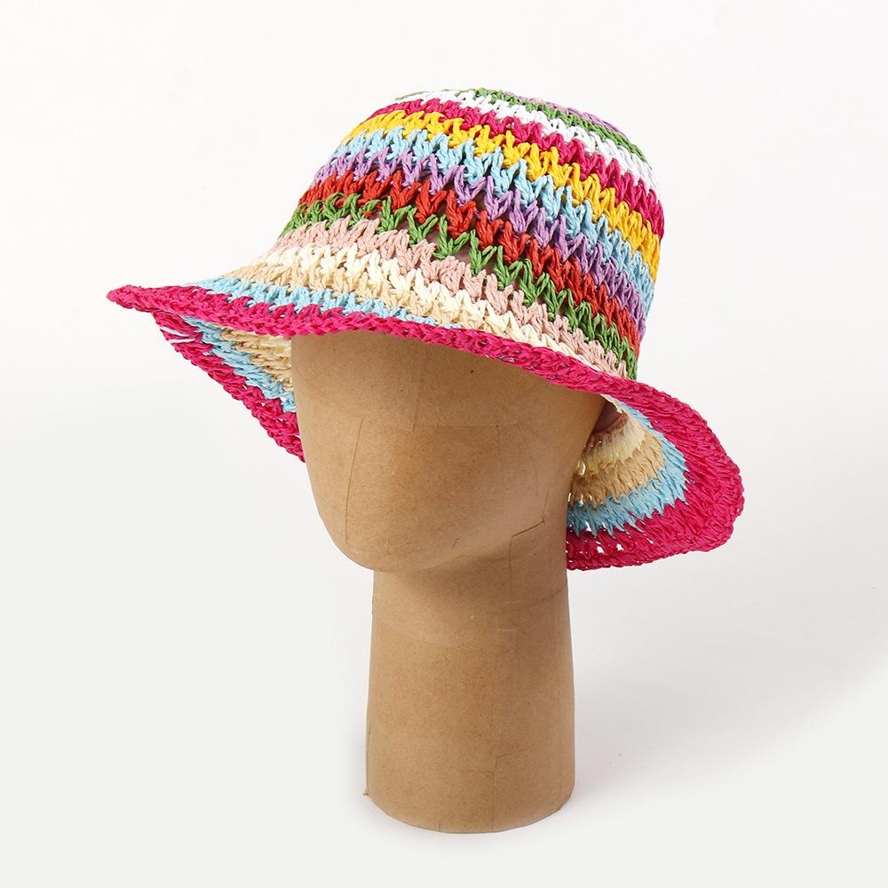 Spring and summer foldable hand hook straw bucket hat Japanese and Korean basin hat dome sun hat sun hat