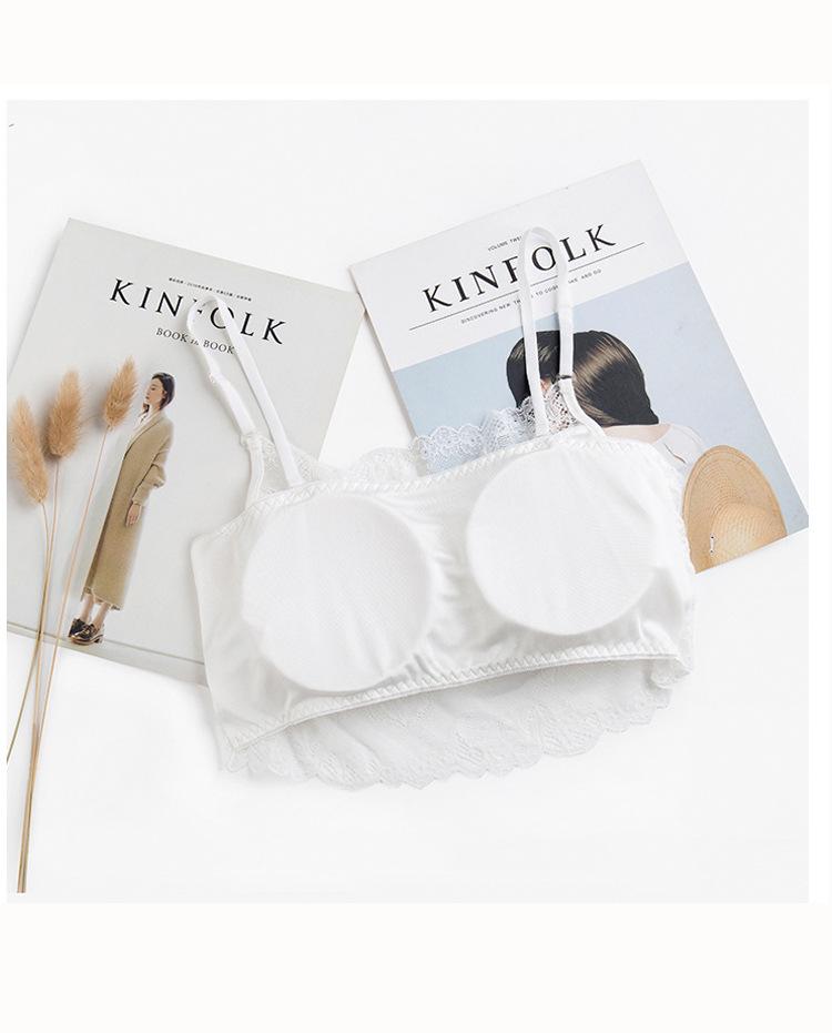 Шелковый бюстгальтер-камисоль без бретелей с кружевной отделкой и мягкой чашкой