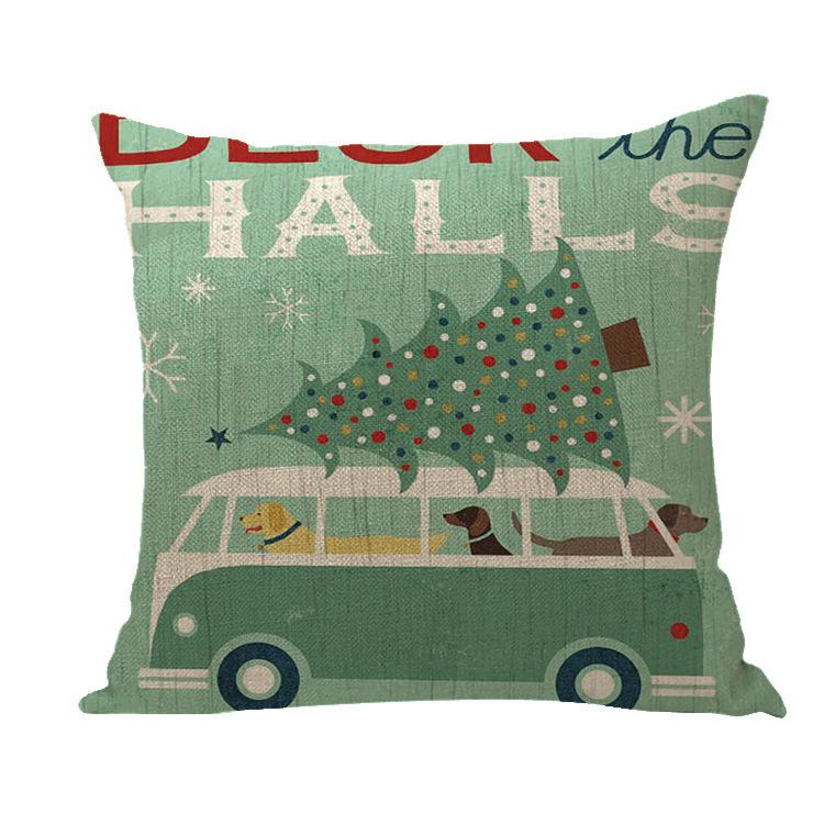 Santa Claus Pillowcase Decoration Cartoon Printing Christmas Cushion Cover Home Christmas Ornament Linen Pillowcase