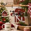 Farm Animal Hanging Ornaments Christmas Advent Calendar 24Pcs Acrylic 2D Ornament Set with Rustic Barn Kids Holiday Activity Sets Designs for