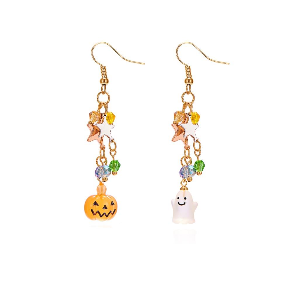 Rhinestone Halloween Earrings Ghost Spider Dangle Earrings Punk Pumpkin Ear Studs  Party