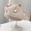 Французский Стиль Берет Шляпа Плюшевый Помпон Декор Детский Берет Шляпа с Противоскользящим Дизайном Эластичная Посадка Теплая Вязаная Шапка Осень Зима Головной Убор