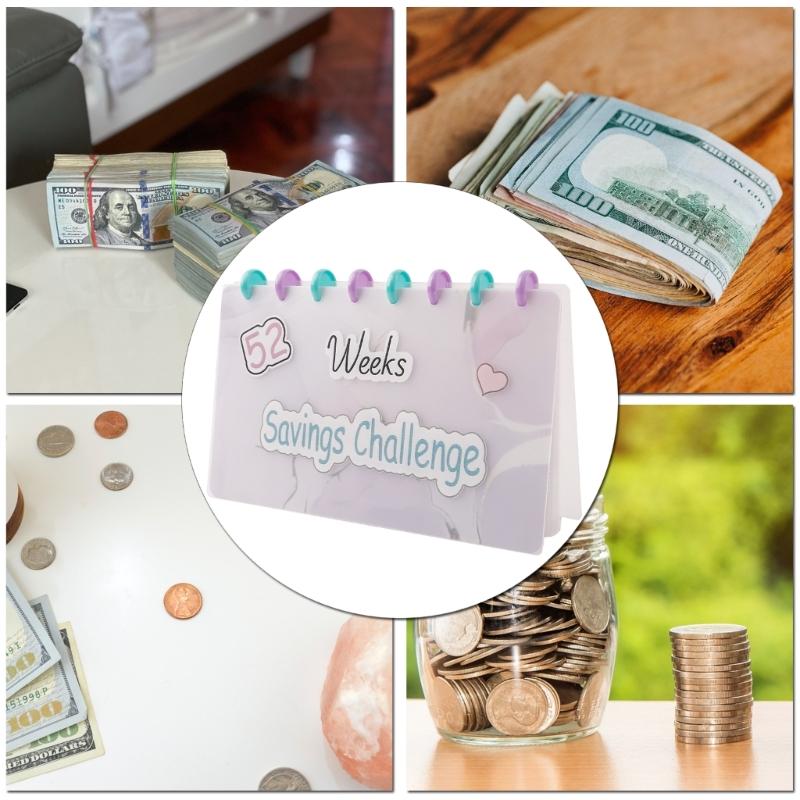 52 Week Savings Challenge Reusable Budget Book with Cash Envelopes Money Binder for Saving Refillable Money Organizers