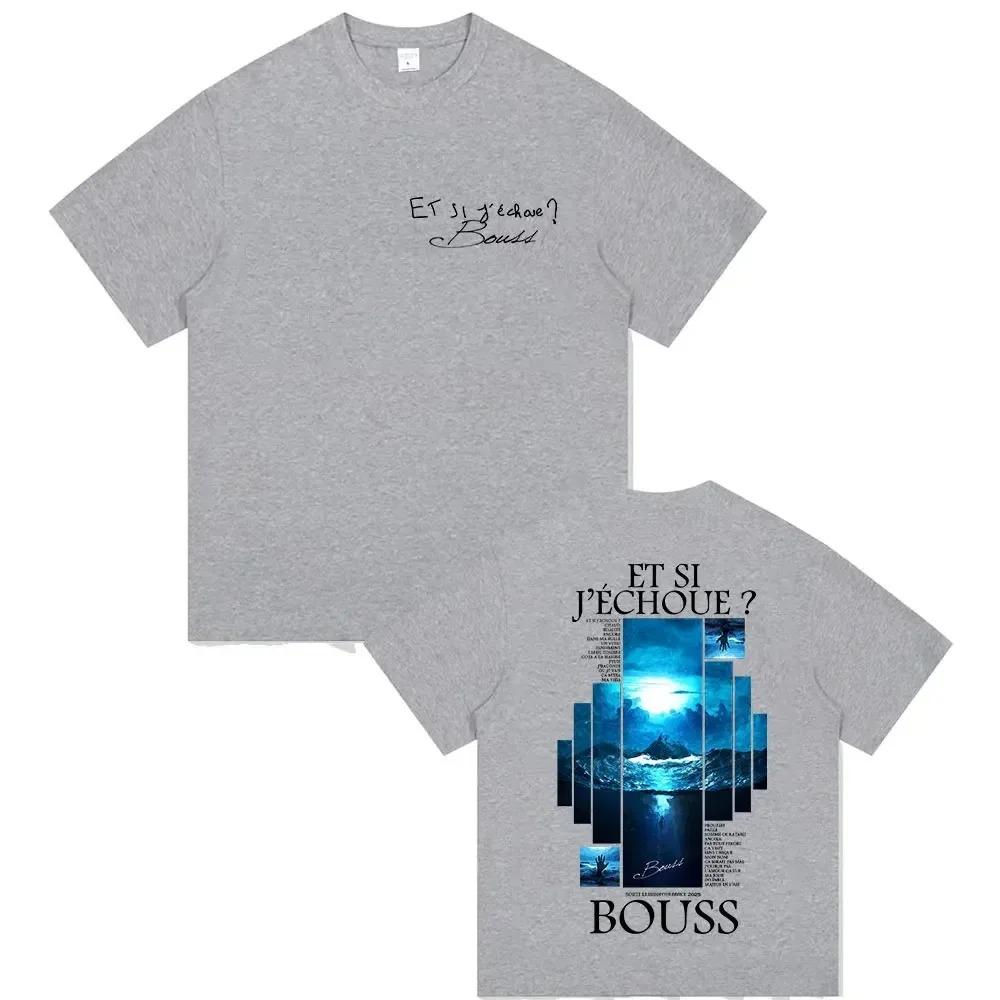 Rapper BOUSS ET SI J'ECHOUE Tour 2025 Graphic T Shirt Men's Retro Hip Hop Short Sleeve T-shirts Pure Cotton Tshirt Streetwear