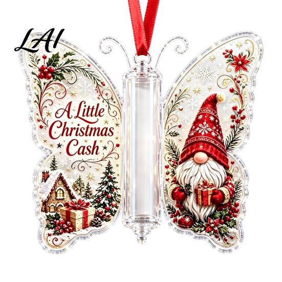 Decorative Ornaments for Parties Butterfly Cash Gift Ornament Christmas Money Holder Hanging Decor with Holiday Decorations Festive Print,