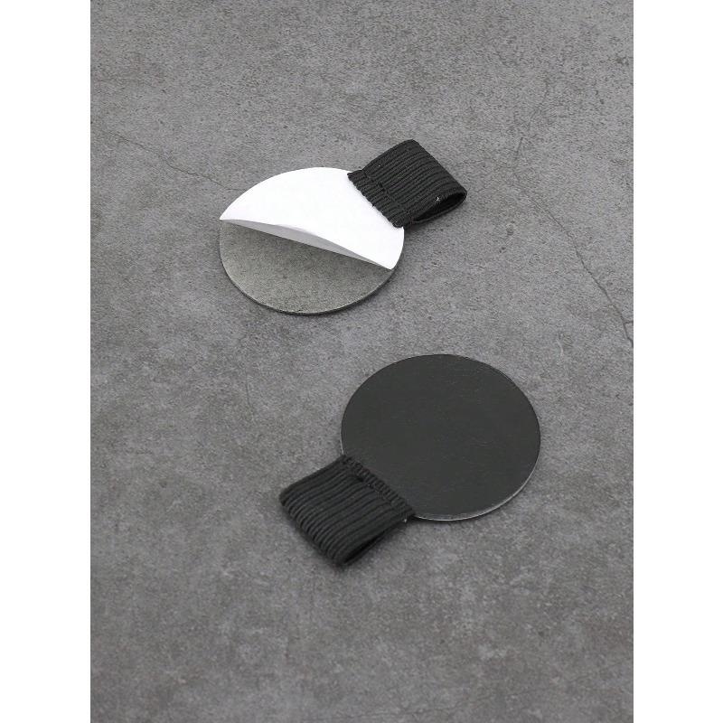 1pc Self-Adhesive Round Pen Holder, Waterproof Leather Surface Portable Pen Clip, Suitable For Home, Office, And School, Notebook Accessory Back