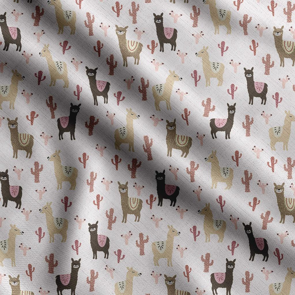 Soimoi Llama Alpaca Print,  Cotton Cambric, Quilting Fabric Sold by The Yard 42 Inch Wide, Medium Weight Cotton Fabric, Sewing  Supplies,