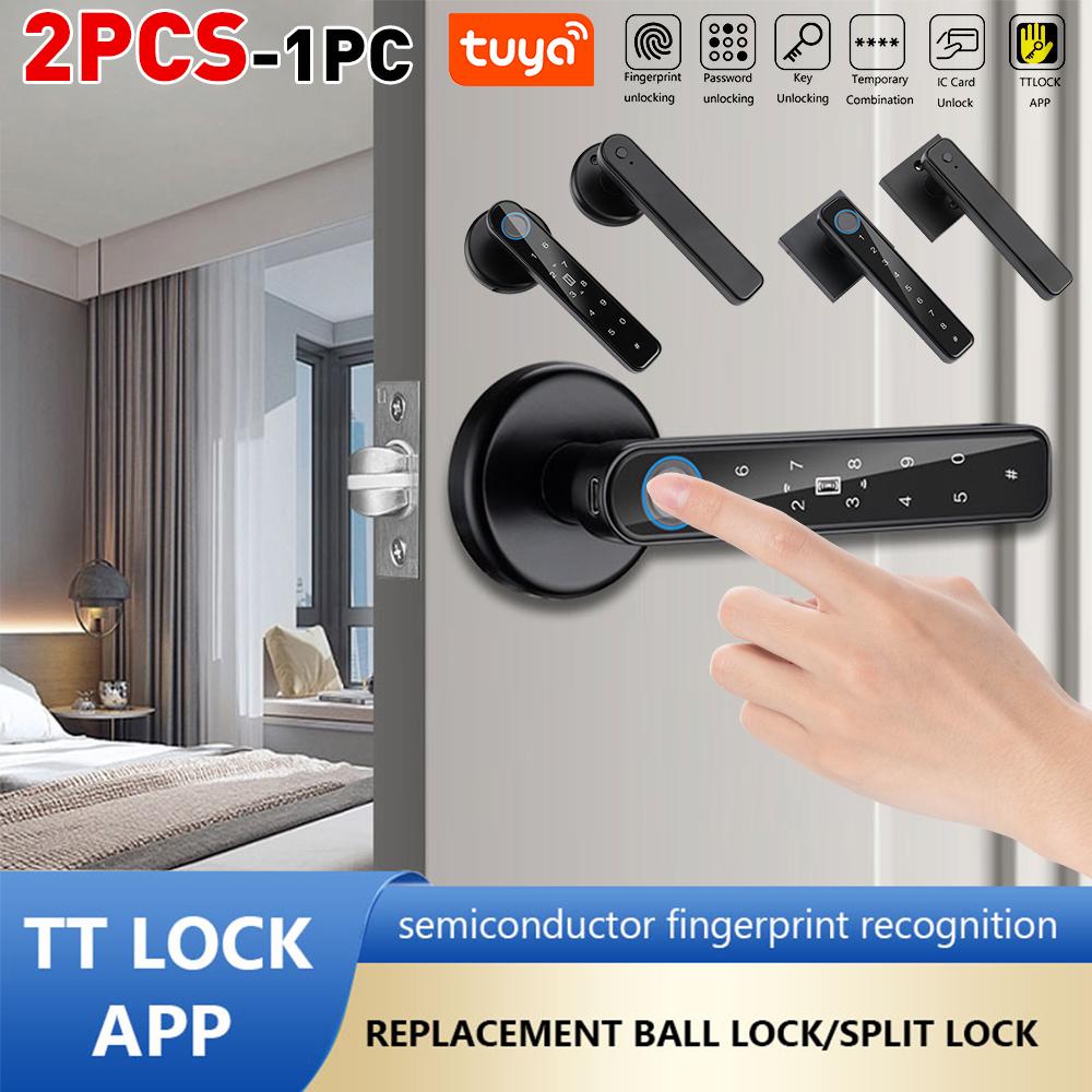 Дверной замок с отпечатком пальца TTLOCK Управление через приложение Ручка безопасности с отпечатком пальца Тип замка USB Type-C Аварийная зарядка для дверей толщиной 3,5-6,5 см
