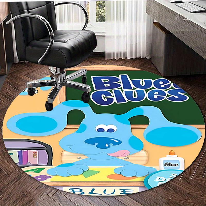 1pc Pistas da Blue Blue’s Clues3 Design Printed Area Round Carpet for Bedroom Living Room Home Decor Rugs Mat Non Slip Mat Rug for Bedside