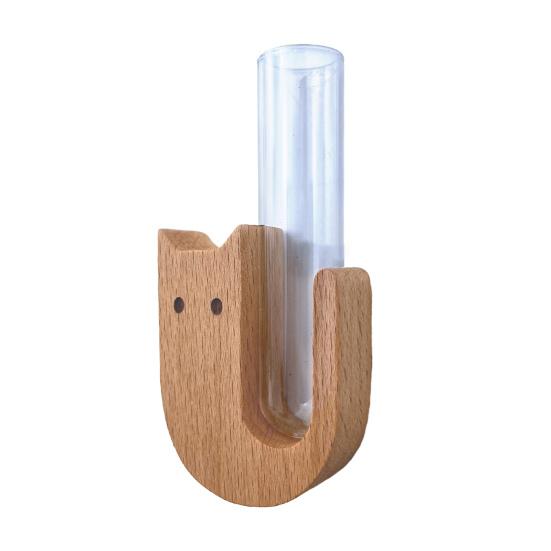 Ваза Кошачий Ус Магнит на Холодильник Деревянный Магнит на Холодильник со Стеклянной Трубкой Магнитный Контейнер для Сбора Кошачьих Усов Ваза Аксессуары для Холодильника