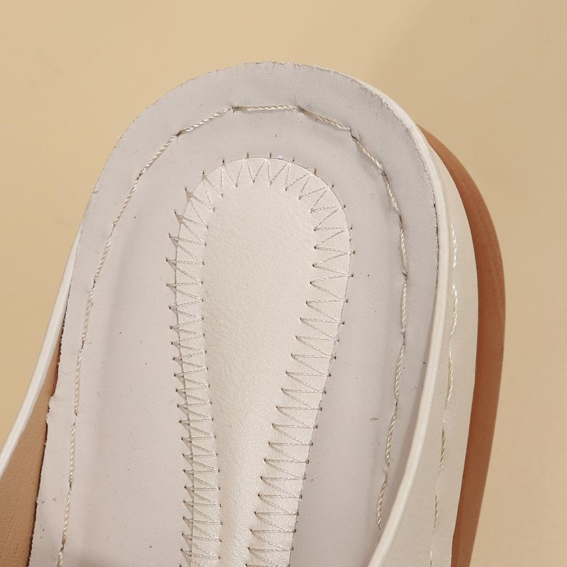 2024 повседневные большие сандалии с клипсовым носком, женские пляжные сандалии на танкетке с плоской подошвой, женские