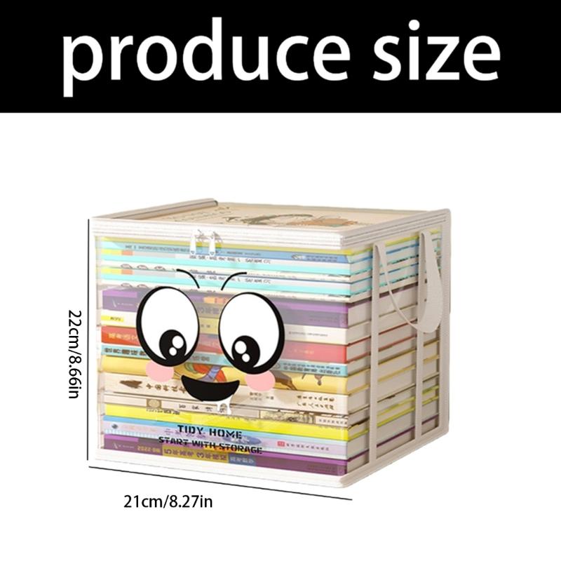 Clear PVC Book Storage Box Large Opening Design Double Handles Pliable Organiser for Home Office Classroom