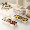 Контейнеры для закусок из нержавеющей стали, разделенная коробка для приправ с крышками, ланч-бокс с герметичными отсеками, многоразовый пищевой контейнер для школы