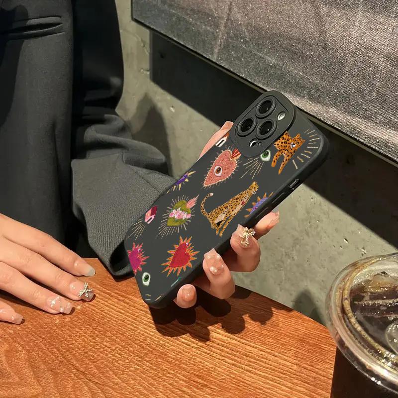 Floral Leopard Eyes Phone Case For iPhone 11 12 13 14 15 16 Pro Max 7 8 Plus 16E XR X XS SE Shockproof Silicone Soft Cover
