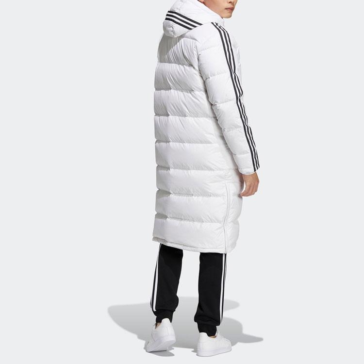 adidas Длинный пуховик Originals Trefoil с полосками по бокам и принтом логотипа, мужская верхняя одежда, белый HI4659