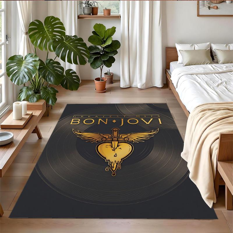 Bon Jovi Print Crystal Velvet Plush Rug Wear?Resistant Anti?Slip Floor Mat For Indoor Household Decoration