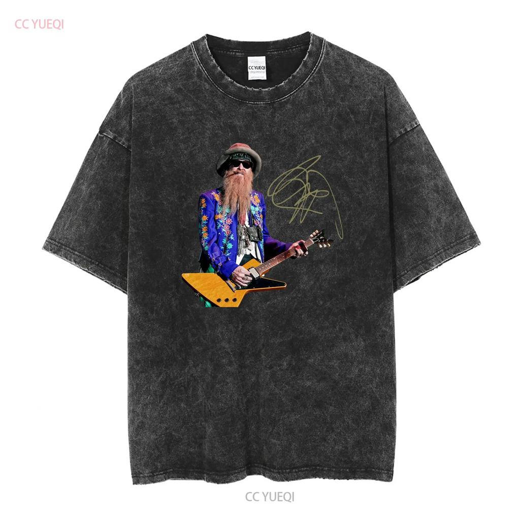 Хлопковая черная футболка с длинным рукавом Billy Gibbons Signature S 234XL Классическая винтажная стирка Мягкая Универсальная дизайнерская одежда