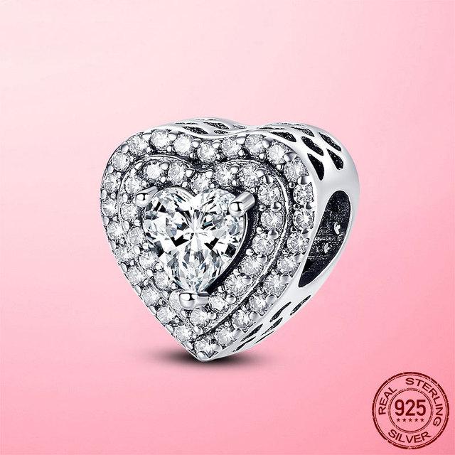 925 Sterling Silver O Pendant Love Heart Snake CZ Clip Charm Beads Fit Original Women Bracelet Bangle Silver 925 Jewelry