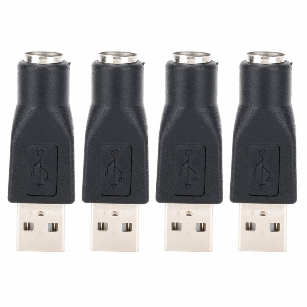 4PCS Black USB to for PS2 Adapter Plug and Play for PS2 Keyboard Adapter PC Accessory