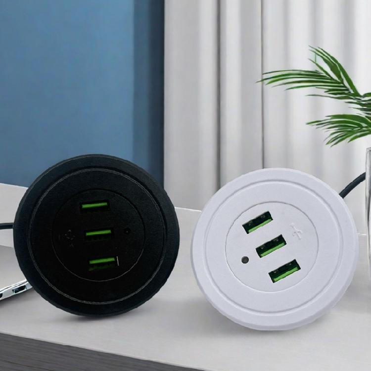 Space Saving Double USB Power Socket 2 USB 1 Type C 170CM Cable Recessed Charger For Electronic Devices Tablets Readers