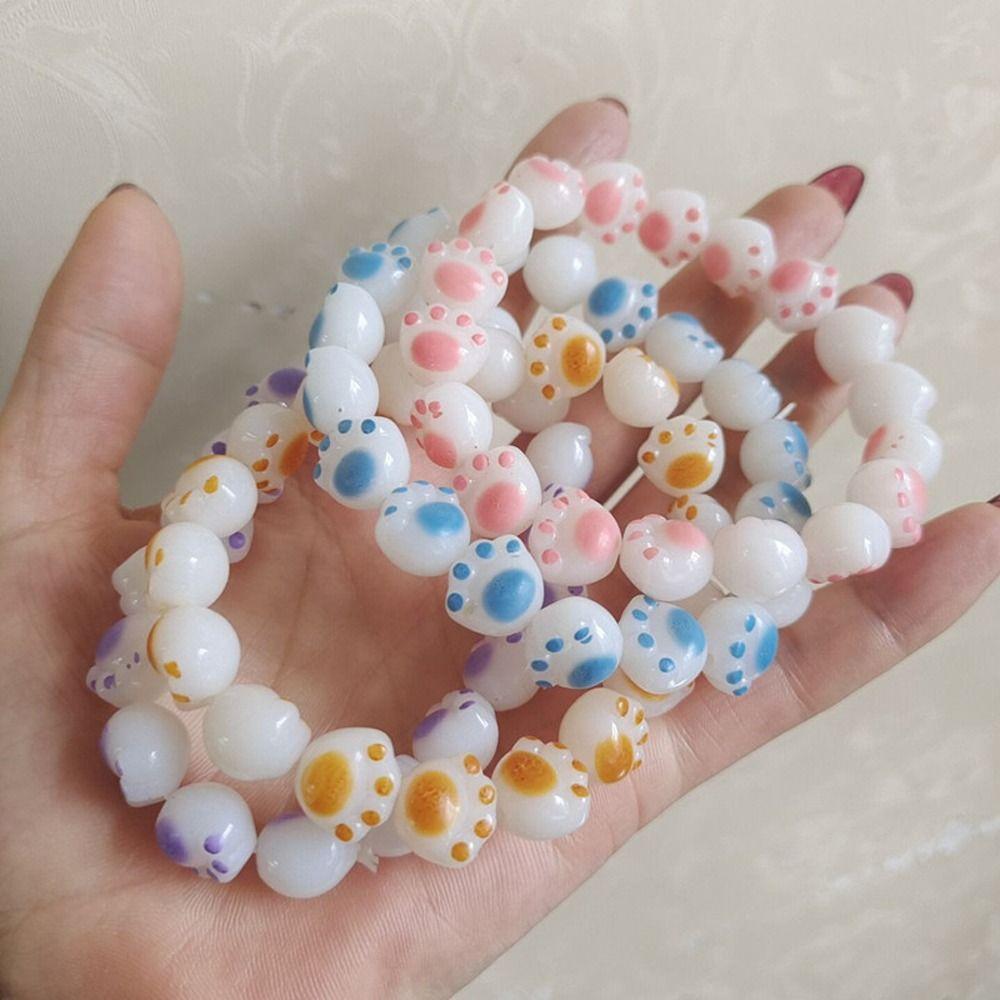 Handmade Resin Fashion Jewelry Cat Paw Beads Hand Rope Hand Strap Ins Style Bracelet Women Bracelet