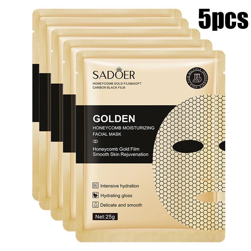 Маска-плёнка с сотами из 24-каратного золота увлажняет и устраняет морщины. Эссенция из меда. Нежная кожа. Коллаген. Укрепляет кожу.