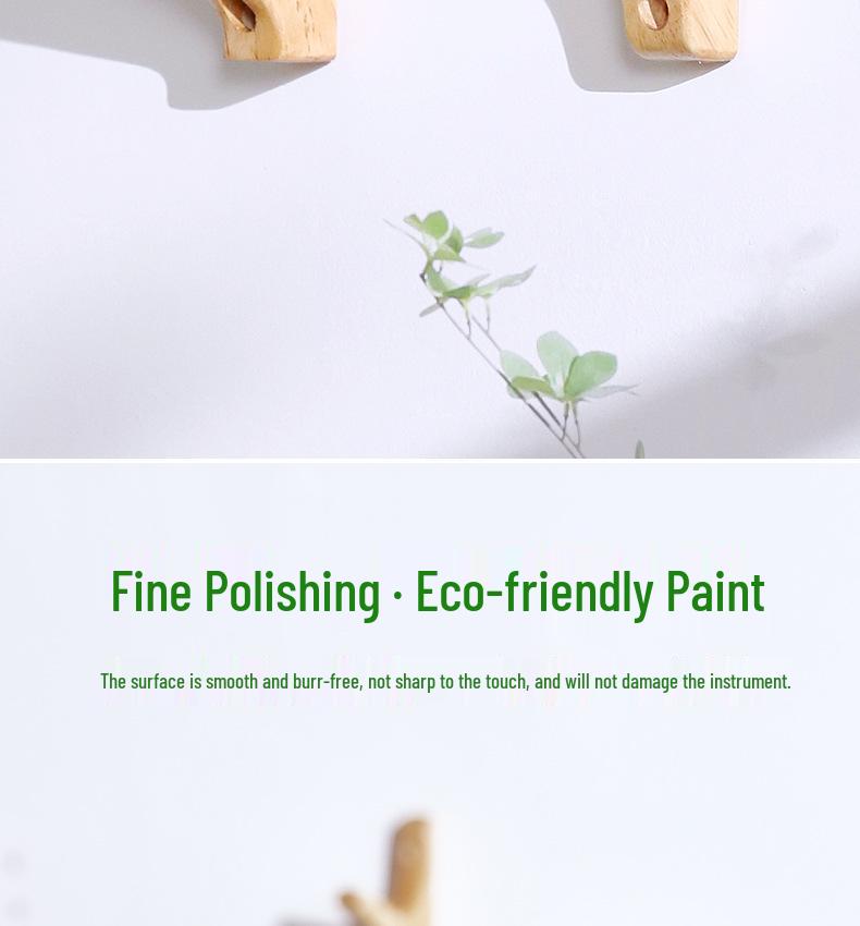 Настенный держатель-подставка из массива дерева для гуциня и крючок для аксессуаров