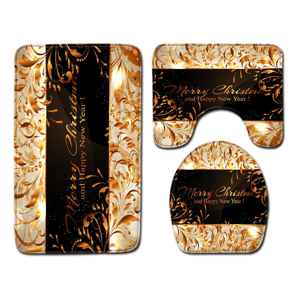 Christmas Bathroom Floor Mat Toilet Three-Piece Set