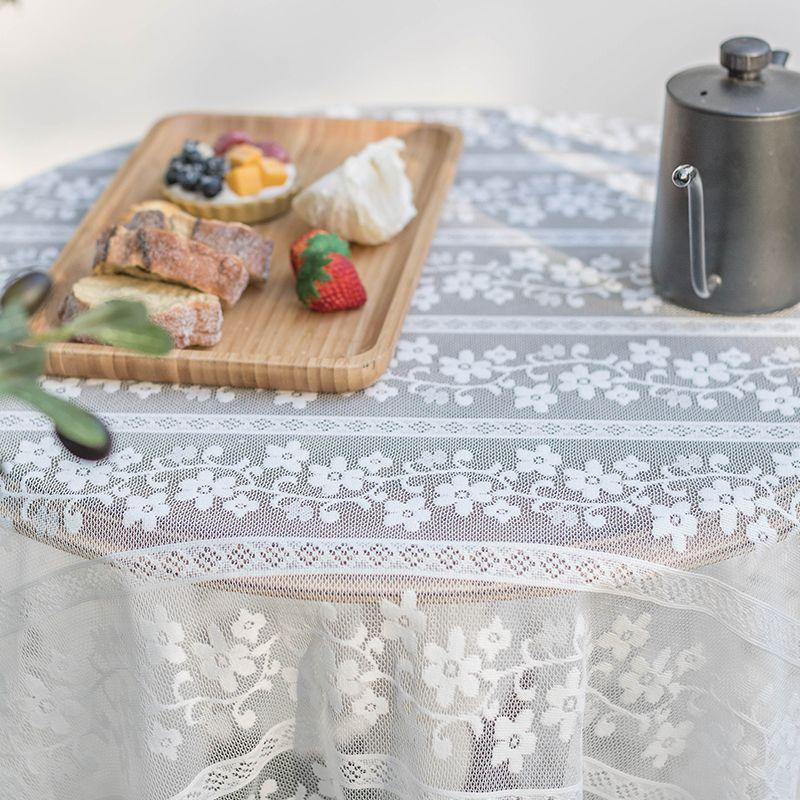 Dining Table Cloth Transparent Lace Hollow Photo Background Girl French Round Coffee Table Garden Tassel