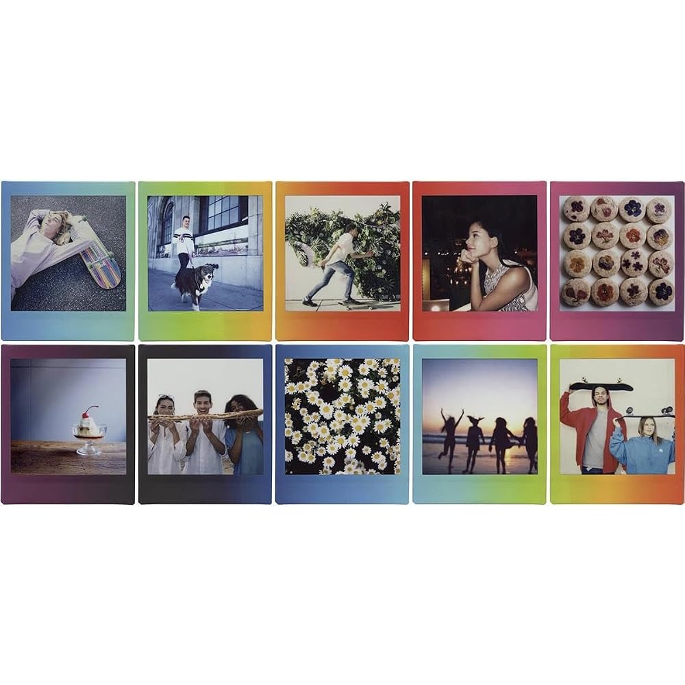 Fujifilm Square Instant Film Variety Pack – Rainbow, Sunset, Monochrome, Black, White, Marble – 5 Styles, 10 Sheets Each – Compatible with Instax Squa