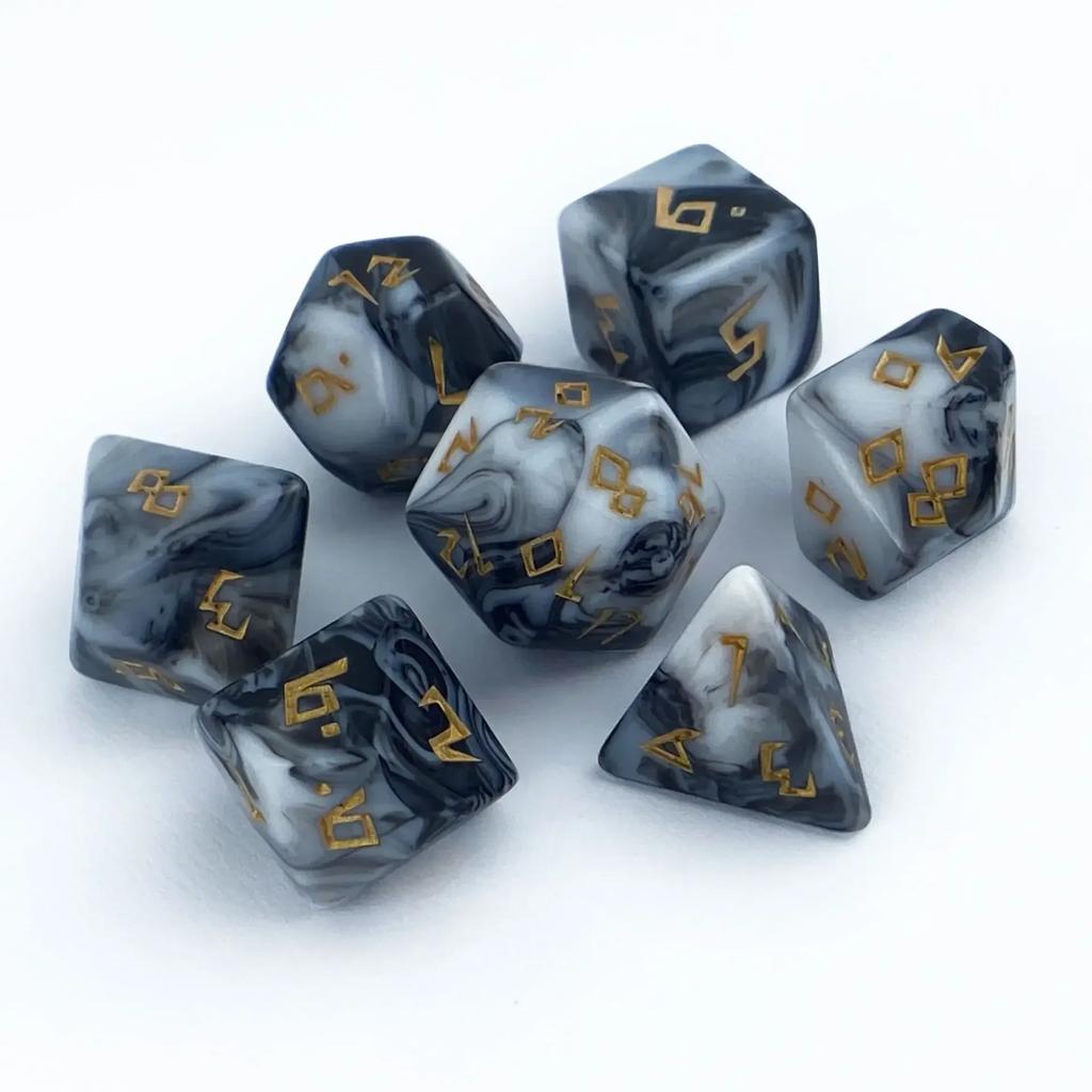 7pcs/set of COC Bicolor Acrylic Polyhedral Dice for DND Rpg Cthulhu Dice Board Game Running Group Number Dice Set