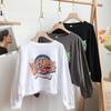 Хлопковая футболка с длинным рукавом, повседневные удобные свободные толстовки с персонализированным принтом, короткий свитер